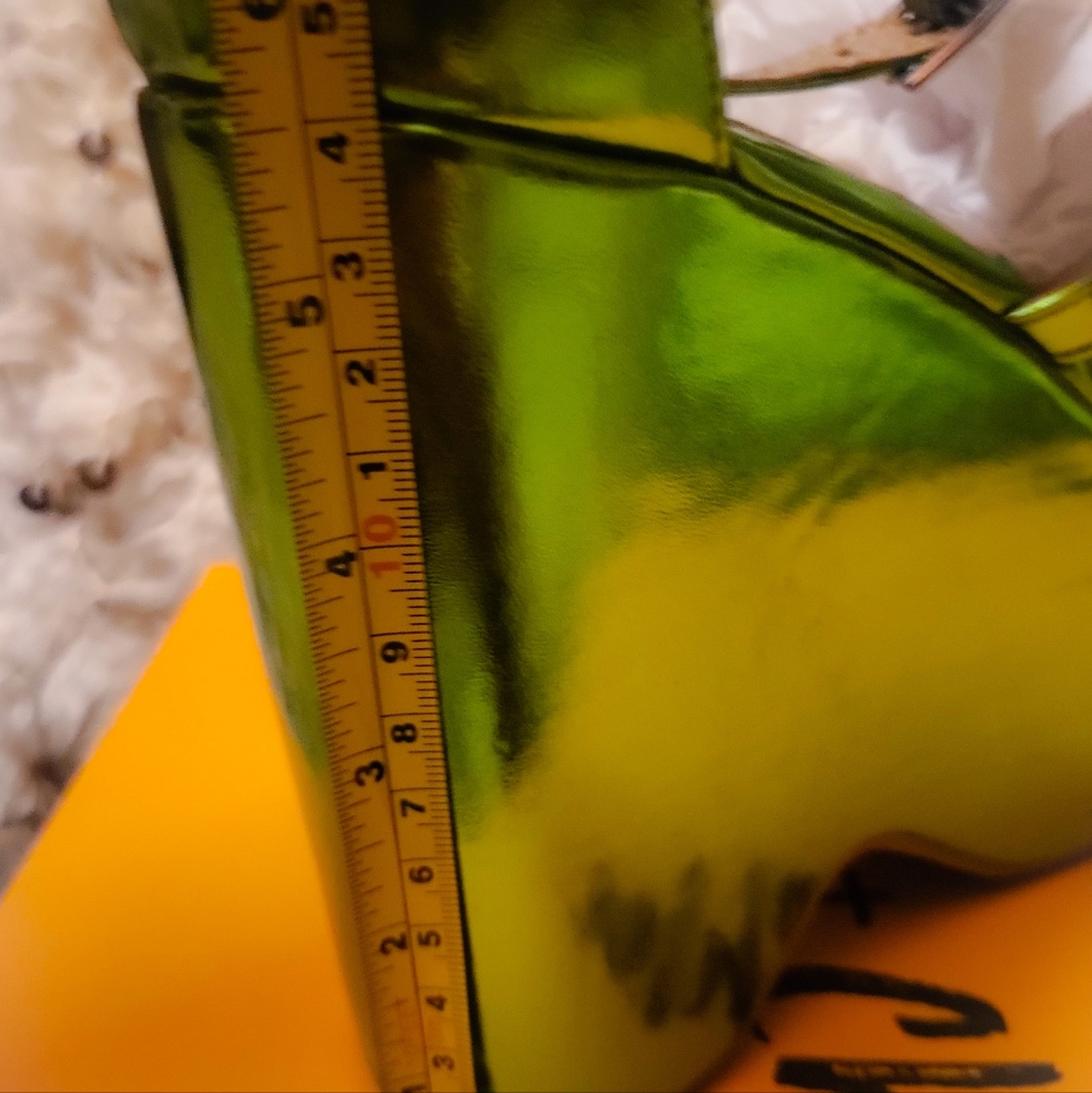 Chase + Chloe Iridescent Lime Green Platform Wedge Sandals - Picture 8 of 9